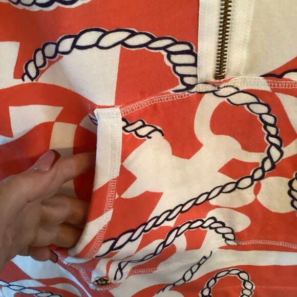 Lilly Pulitzer Booze Cruise Popover Sz S 1/2 Zip Tango Orange - Picture 3 of 7